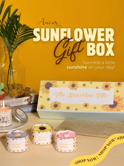 The complete Sunflower Gift Box, ready to sprinkle a little sunshine on your day. It’s a perfect gift for anyone who loves flowers and positive vibes.