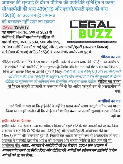 This ruling clarifies that failing to ensure the victim's presence during a bail hearing in cases under the SC/ST Act is a violation of the law, and the bail can be cancelled.