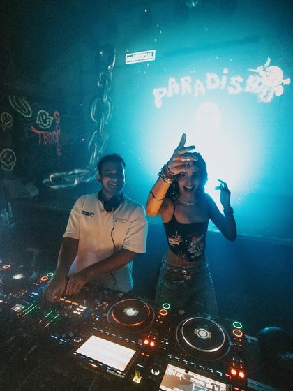 A shot of me and Farhan Rehman playing a back-to-back set for Monkey Shoulder's SYNC event in Calcutta. We brought a mix of soulful, funky, and hard-hitting disco and house.