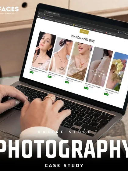 This case study image shows our jewellery photography integrated into a "Watch and Buy" video commerce feature, highlighting our ability to create content for innovative sales platforms.