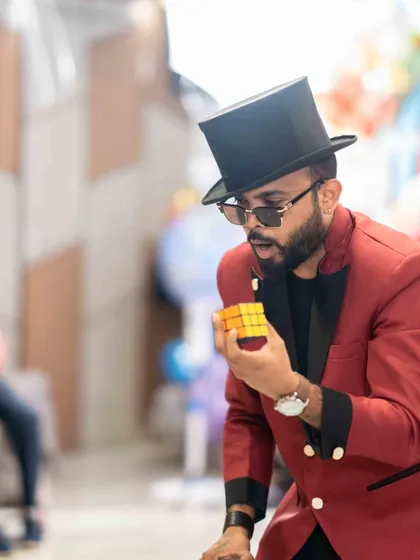 Even a Rubik's Cube can be magical. Here I am performing a mind-bending cube trick that fits perfectly with the colorful and playful candyland party theme.