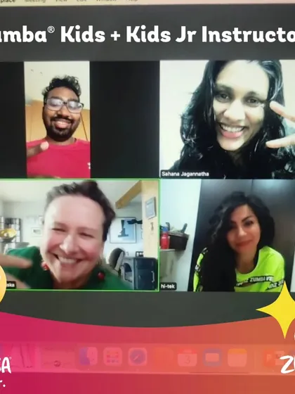 The Zumba world is small and connected. This is a screenshot from one of my online Zumba Kids instructor trainings, with participants from India, Poland, and Turkey. No matter where you are, you can join our global family through live Zoom sessions.