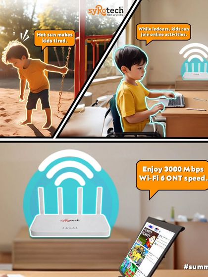 To beat the summer heat, kids need engaging indoor activities, which requires a strong internet connection. Our Wi-Fi 6 dual-band ONT delivers up to 3000 Mbps, ensuring smooth online classes, gaming, and streaming, so your family stays cool and connected.