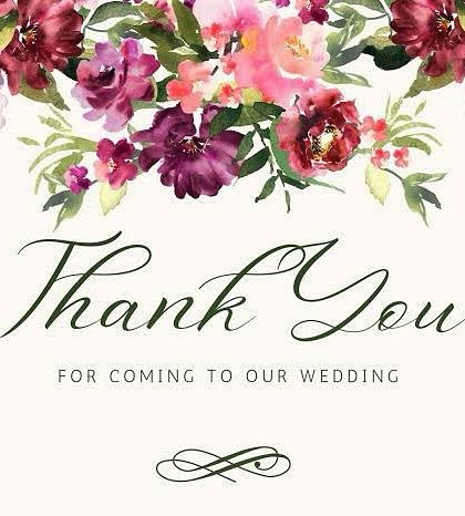 We can design custom 'Thank You' cards to include in your wedding return gift hampers, like this beautiful floral one.