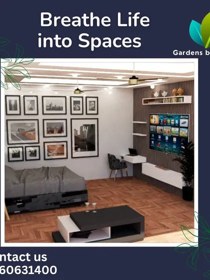 This modern living room design focuses on clean lines and a neutral color palette. We used a gallery wall of black and white photos, a comfortable sectional sofa, and integrated shelving to create a stylish yet functional space.