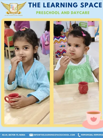 Enjoying a biscuit during our tea tales session. Combining storytelling with a themed snack makes the cultural experience even more tangible and enjoyable for the children.