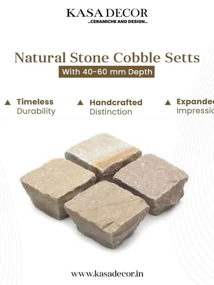 Natural Stone Cobble Setts with a depth of 40-60 mm. These handcrafted stones offer timeless durability and a classic, elegant look for driveways and pathways.