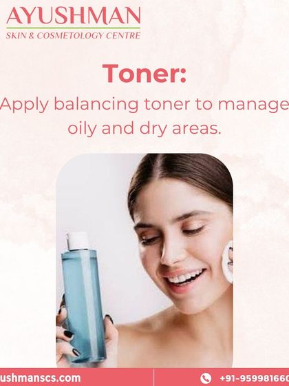 The second step in a great skincare routine is using a toner. Applying a balancing toner helps manage oily and dry areas, refines pores, and prepares the skin for serums and moisturizers.
