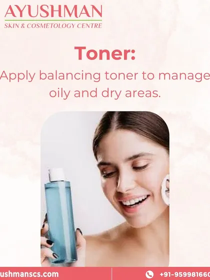 This is part of my skincare routine guide, focusing on toners. I recommend applying a balancing toner to manage both oily and dry areas, which is key for combination skin.