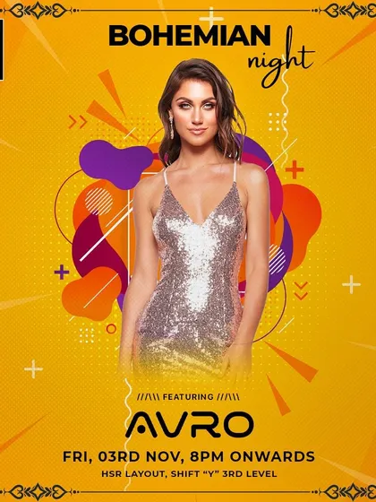 A vibrant poster for Bohemian Night, designed to attract a stylish and free spirited crowd.