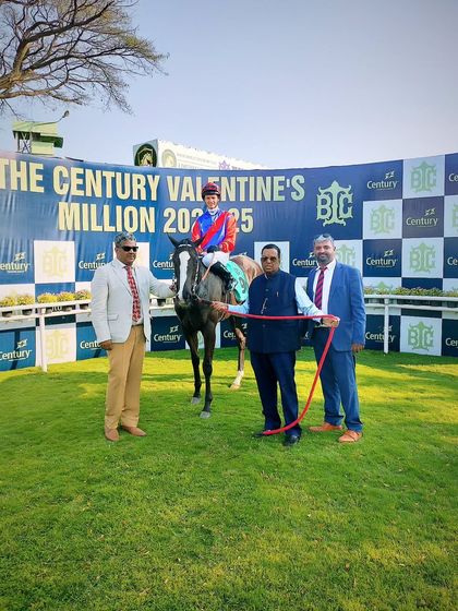 'Ravishing Beauty' with her team after winning The Century Valentine's Million.