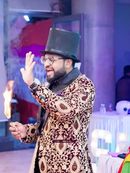 A flash of fire in my hand before it transforms into something else. This is a thrilling moment of my show that always gets a gasp from the audience.