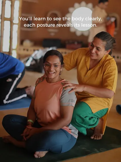 We are blessed to have Neelam Mangat guide our students. Here, she offers a supportive touch, a reminder that yoga is also about healing and listening to the body. Her expertise in yoga therapy brings a profound depth to our training, teaching you to see each posture as a lesson in self-care.