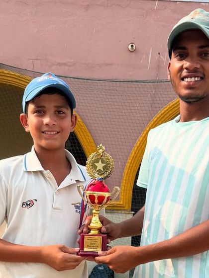Our best wicket keeper, Deevayanshu, with his trophy. A keeper is the heart of the fielding unit, and he did a fantastic job.