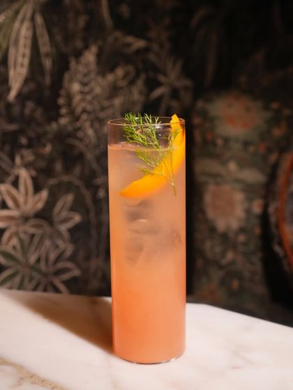 The Fennel Paloma, served tall and refreshing. This cocktail is crisp on the first sip and reveals its complex layers of flavour as you go.