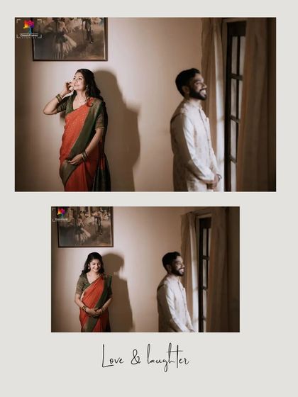 Love and laughter captured indoors. This series shows the couple sharing a lighthearted moment, showcasing our ability to capture candid joy in any setting.