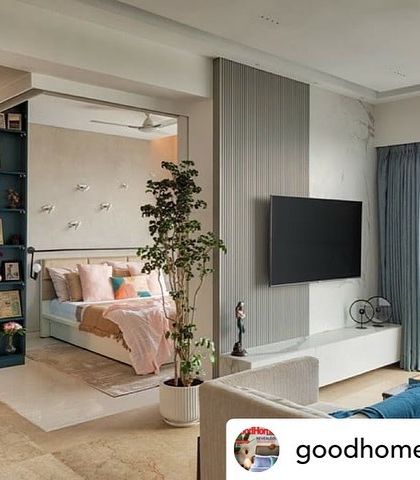 This image from Good Homes Magazine showcases how we use sliding partitions to create flexible spaces. The living room can be opened up to the bedroom, creating an expansive, light-filled area.