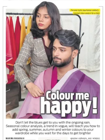 I was so proud to be featured in The New Indian Express for my work in color analysis. It's wonderful to see more people discovering how finding their personal color palette can completely transform their style and confidence.