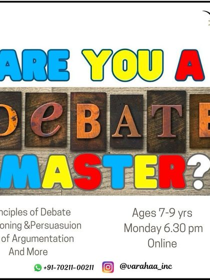 Are you a Debate Master? This program is for young thinkers aged 7-9 who want to learn the principles of debate, reasoning, and the art of persuasion. It's an online class designed to build a strong foundation in structured argumentation.