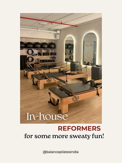 Welcome to our happy place. We've created a bright, clean, and motivating space filled with top-of-the-line reformers. This is where the magic happens, and we can't wait for you to join us.