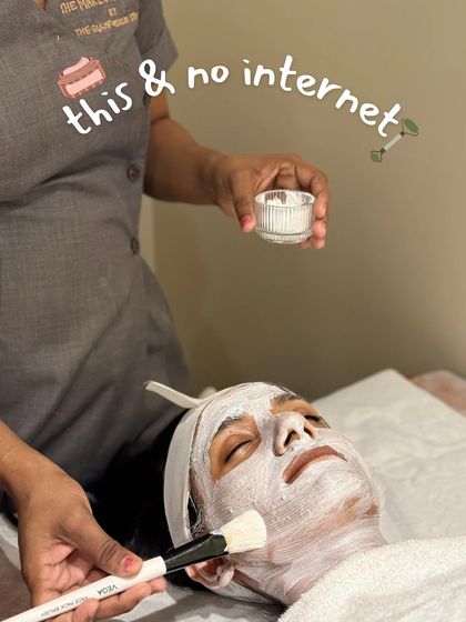 This and no internet is the ultimate therapy. A client peacefully relaxing while a face mask works its magic is the perfect picture of self-care.