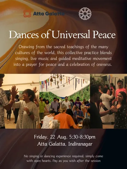 We believe in the power of collective experiences to foster peace and oneness. Events like the Dances of Universal Peace blend singing, live music, and meditative movement, welcoming everyone with open hearts, no prior experience needed.