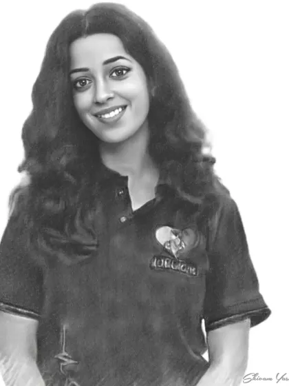 This sketch features a client with beautiful curly hair. I spent time ensuring the texture and volume of her hair were captured realistically.