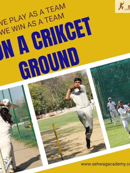"We play as a team, we win as a team." This collage captures the dynamic action and team spirit that we cultivate on the cricket ground.