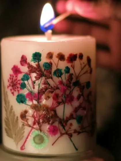 Lighting our Floral Love Candle. It’s a simple ritual that can transform your space and your mood. Each candle is infused with soothing fragrances like sandalwood.