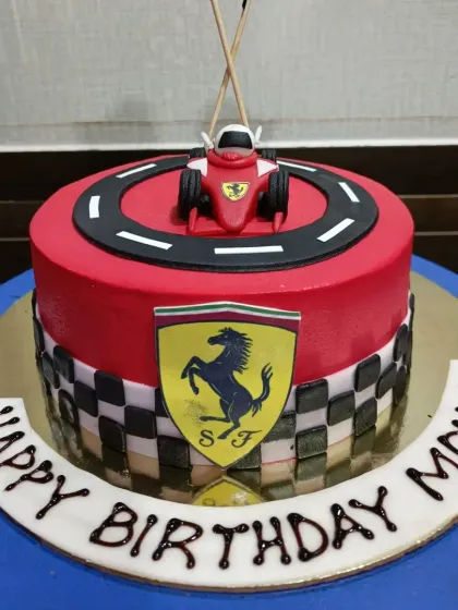 Another sleek Ferrari race car cake, perfect for celebrating a birthday at full speed.
