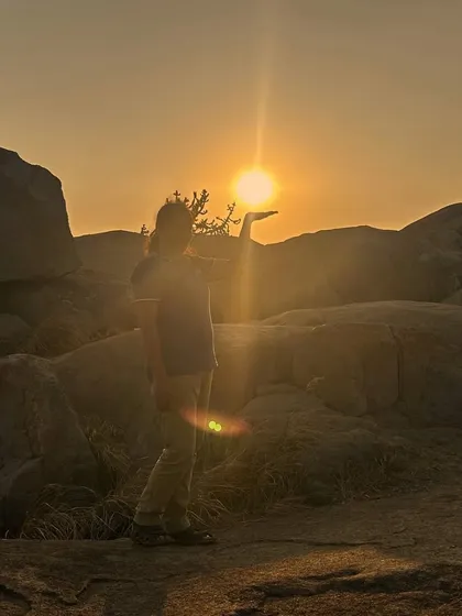 A classic sunrise photo from our Huthridurga trek. Capturing the sun is a favorite activity for our travelers.