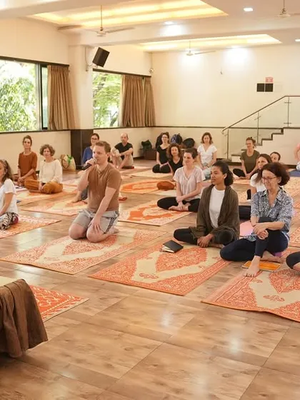 A session with international students at our institute, reflecting our role in fostering global collaboration in Yoga education, in line with the 'Yoga Bandhan' initiative.