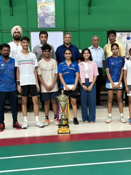 The Chembur Gymkhana Committee felicitating our students for their outstanding achievements at the Kanji and Ullal Cup Interclub Tournament.