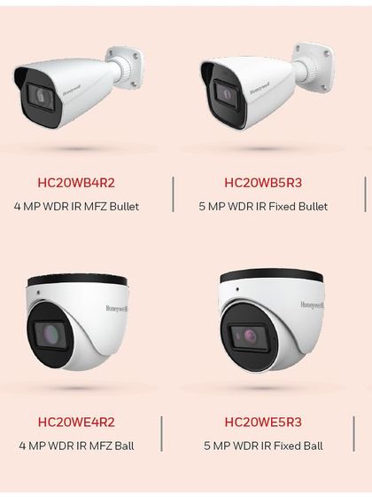 This product sheet displays the variety within our Honeywell IP camera lineup. We help you choose the right model, from fixed bullet cameras to wide dynamic range (WDR) ball cameras, based on your specific security needs.