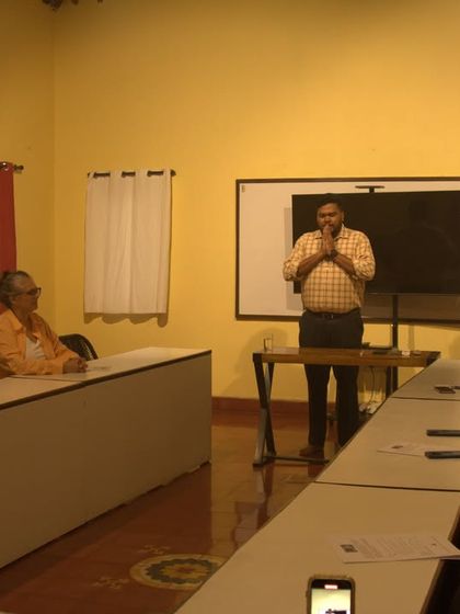 Guests listening intently during an Ayurveda talk. We empower our guests with knowledge about doshas, daily rituals, and natural healing methods.