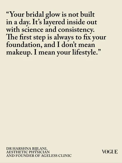 This quote featured in Vogue perfectly captures my approach. A bridal glow isn't achieved overnight; it's built with science, consistency, and a holistic focus on your lifestyle. We work together to fix the foundation so your skin can truly shine.