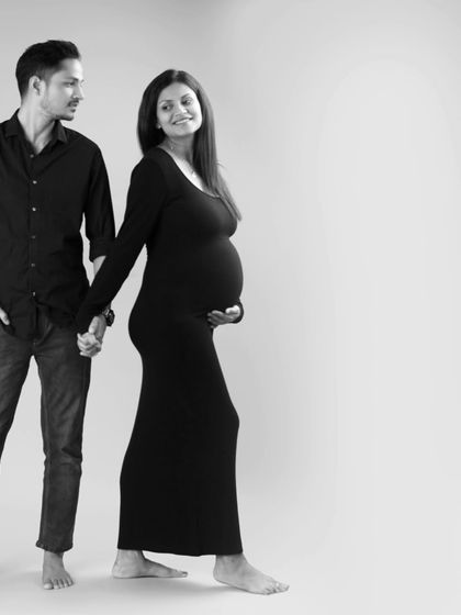 A candid, walking pose in black and white that feels both natural and elegant. I love capturing these in-between moments that show the partnership and shared path you are on.