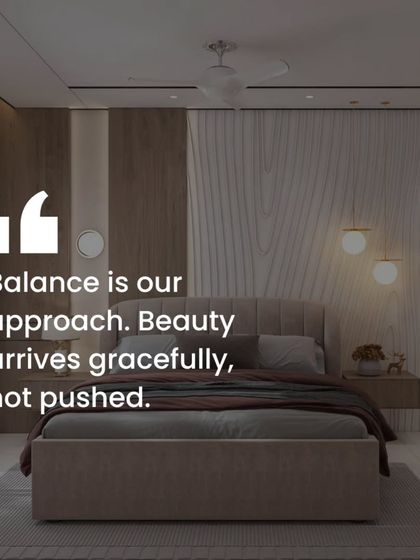 We believe in creating balance. This bedroom design uses a mix of light and dark wood-textured panels on the feature wall, creating a harmonious composition that feels natural and unforced.