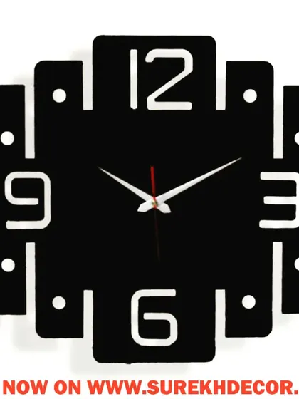 A modern and quirky design, this jazzy wall clock features a square shape with extended arms and rounded corners. The clean, graphic style is perfect for adding a touch of fun and personality to your decor.