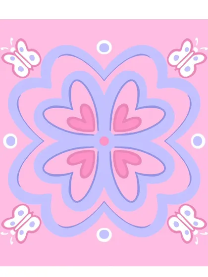 Part of my 'Mystique Minis' collection, this piece combines gentle hearts and butterflies. I design these simple pastel mandalas as small visual meditations to bring a moment of softness and calm to your day.