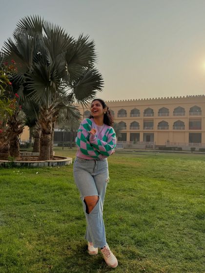 Another joyful shot in the park. This outfit is perfect for a cool, sunny day.