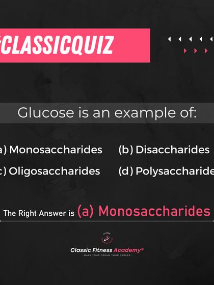 The answer to our classic quiz: Glucose is an example of a Monosaccharide.