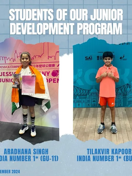 A testament to our Junior Development Program, with both the Boys and Girls U-11 India Number 1 ranked players training with us.