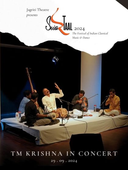 The poster for T.M. Krishna's concert at SwarTaal 2024.