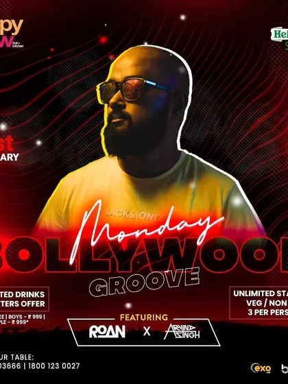 The poster for a special New Year's Day edition of Monday Bollywood Groove at Happy Brew.