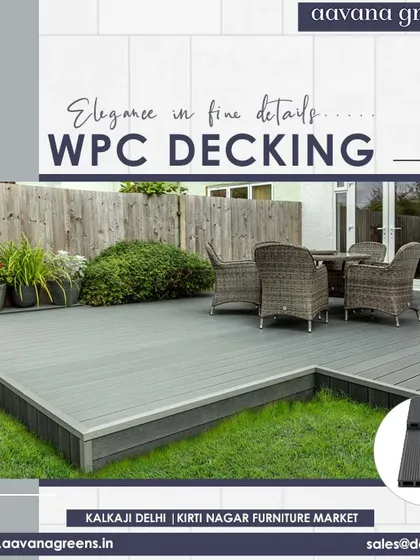 Elegance is in the fine details. This raised garden deck, made with gray WPC decking, creates a distinct and sophisticated seating area. It’s a durable, weather-proof solution that seamlessly integrates with the surrounding lawn.