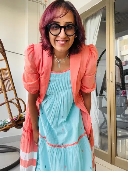A happy, smiling shot. Feeling good in what you wear is so important for creativity.