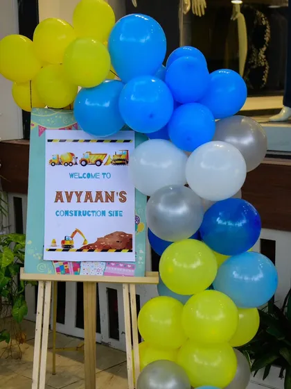 The welcome sign for a construction-themed party, setting the stage for a day of fun and building memories.