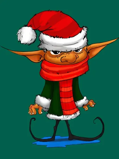 A fun character design I made. This is a digital drawing of a little Christmas elf, created from a tutorial as I learned new techniques.