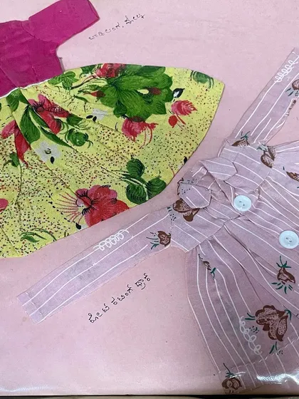 More examples from my mother's journal, showcasing her skill in creating children's clothing with beautiful details. Her nimble fingers and creativity are my constant inspiration.